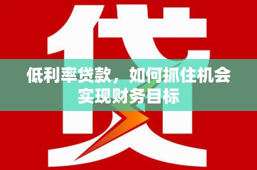 金安低利率贷款，如何抓住机会实现财务目标