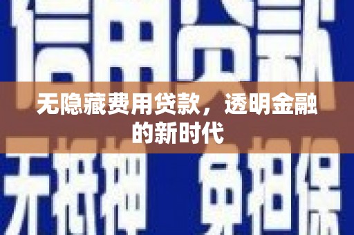 金安无隐藏费用贷款，透明金融的新时代