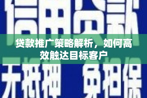 金安贷款推广策略解析，如何高效触达目标客户