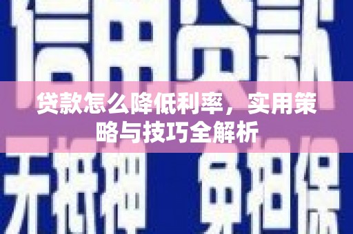 金安贷款怎么降低利率，实用策略与技巧全解析