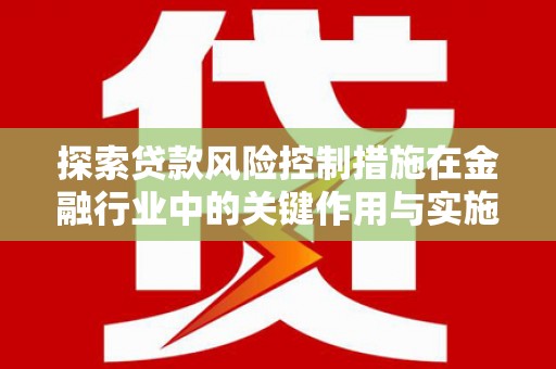 金安探索贷款风险控制措施在金融行业中的关键作用与实施策略