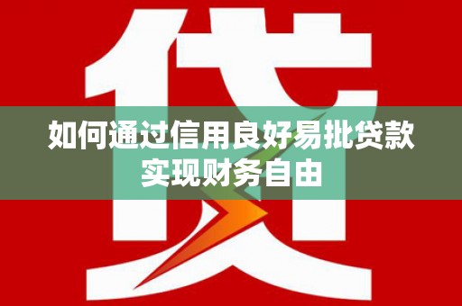 金安如何通过信用良好易批贷款实现财务自由