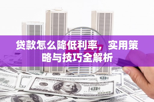 金安贷款怎么降低利率，实用策略与技巧全解析